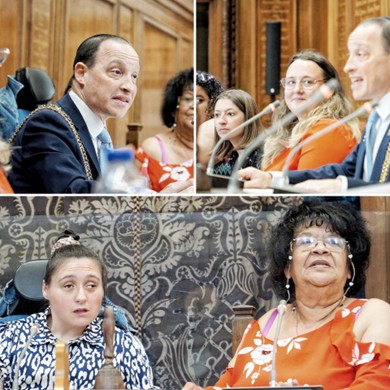 PPCTTO blog post – pic 3 A montage of photos from the Leeds Learning Disability People's Parliament - Council Chambers Takeover in June 2025