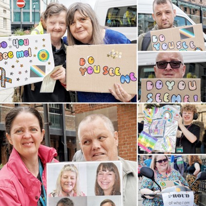 PPCTTO blog post – pic 7 A montage of photos from the Leeds Learning Disability Pride March in 2025